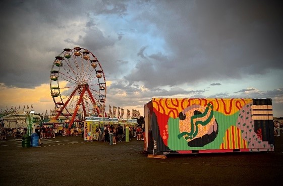 Ferris Wheel and a tent.
